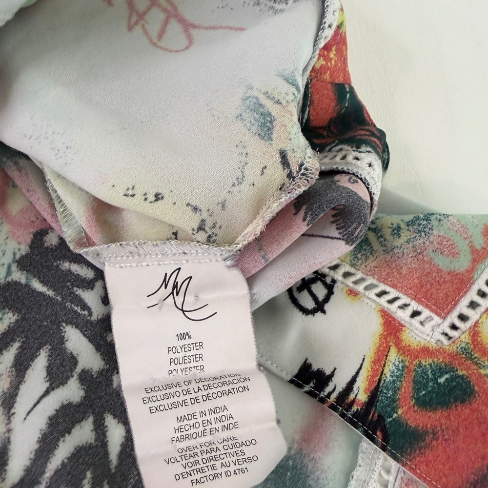 Melissa McCarthy Seven7 Tunic Top Womens 1X Multicolor Graffiti Print Lace Trim - Picture 7 of 9